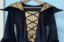 2 Teile- 1x Fasching Kleid Samt (M/L) Hexe Burgfräulein + Netzstrumpfhose OVP