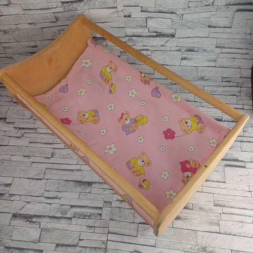 Puppenwiege holz rosa bären - puppenwiege,
