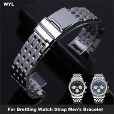 22 24mm Armband für Breitling Poliertes glänzendes Uhrenarmband Edelstahl Silber