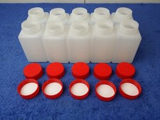 10 Weithalsflaschen + Deckel Kunststoff Plastikflasche Flasche PEHD eckig 250ml