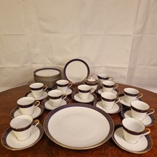 Eschenbach Bavaria Kaffeeservice Blauer Rand Mit Golddekor Porzellan 39 Tlg.