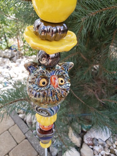 Rosenkugel keramik eule uhu - rosenkugel,