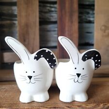 2 x Eierbecher Weiß Schwarz