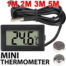 mini Thermometer Temperatur Anzeige mit Fühler digital 1m - 5m Kabel schwarz LCD