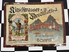 Kirschwasser Landtwing Schwyz sehr altes Blechschild um 1900