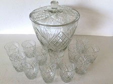 Vintage Bowle Set, 12 Gläser
