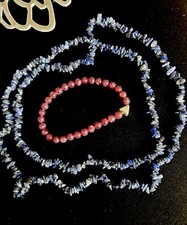 Edelstein Schmuck Set Sodalith Halskette+Lepidolith Armband Natursteine Boho