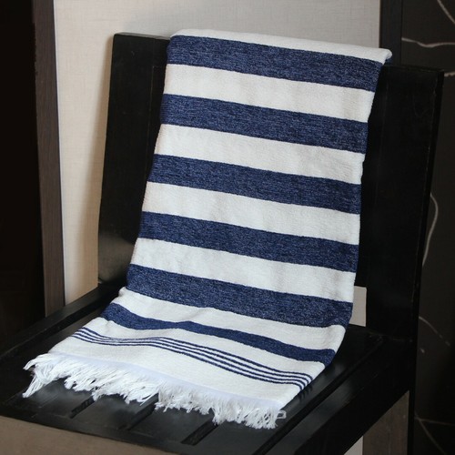 Marine gestreiftes strandtuch - marine,