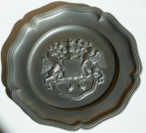 Zinnteller wappen leer - zinnteller,