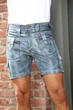 Leder-Shorts Cargohose im