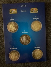 Deutschland 5x 2 Euro 2012 Bayern ADFGJ Komplett Prägefrisch