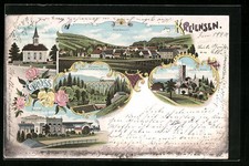 Lithographie Kreiensen, Bahnhof, Kirche, Totalansicht 1900 