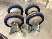 4x Schwerlastrollen blau - Torwegge, Bockrollen 125x30 mm - 2. Wahl