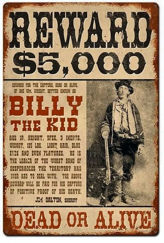 Metallschild billy the - metallschild, kid