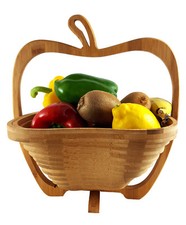 Obstkorb Apfel faltbar Schale 30x30 cm Bambus Holz Untersetzer Geschenkkorb