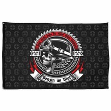 Fahne Motorrad Motive Benzin im Blut 90x 150 cm Biker streetfighter mc club
