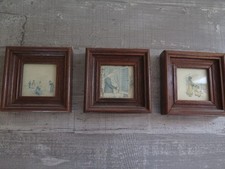 Miniaturbilder 3 Gemälde , Deko Wandbilder je8,5x8,5cm  Holzrahmen mit Glas