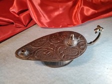 Große Schwere Bronze Messing Aladin Wunderlampe Öllampe 1001 Nacht Alt ( E1 )