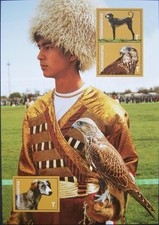 TURKMENISTAN 2013 Block 35 Falknerei Vögel Birds Hunde Dogs Fauna Falkner **