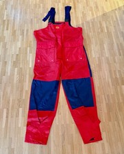 Segelhose / Ölzeug-Latzhose – Rot/Marineblau, Größe XS