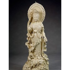 Porzellanfigur Yiye Guanyin Porzellan Skulptur Kwan Yin Kuan Yin Blanc-de-Chine