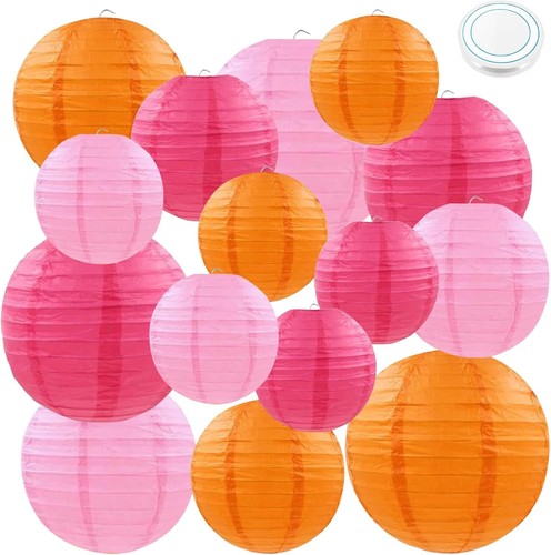 Papierlaternen rosa orange - 15,