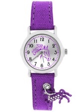 Armbanduhr Kinder Pferd Mädchen funkelndes Pferd Charm Armband violett 2te Wahl