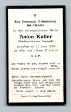 Sterbebild Anton Koller 1954