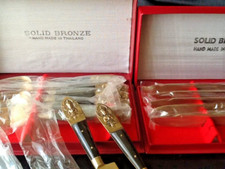 Solid Bronze Hand Made Thailand edles Besteck Set mit Buddha Muster  NEU & OVP