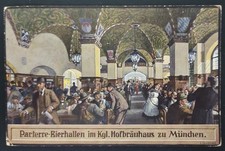 alte Topo-AK -München, Hofbräuhaus Parterre=Bierhallen- versendet 1915 (A3)