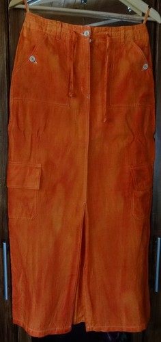 Leinen rock orange batik m - batik,