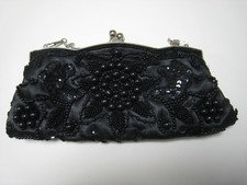 Handtasche Schwarz Clutch 27x14x4cm Tasche Glitzer Strass Pailletten Edel