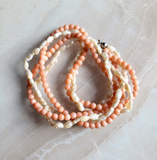 Lachsrosa Engelshaut Koralle und Zuchtperlen Halskette Collier