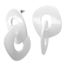   Ohrstecker im 80er Jahre Style Disco Plastik rund groß weiß Damen 