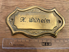Türschild Namensschild antik messing " H.Wilhelm "