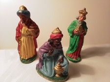 Krippe Figuren Heilige Drei Könige um 1920 Hausser ? Pappmache Gips 12cm hoch