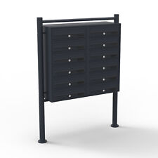 12er Briefkastenanlage Schwarz 2x6 Fächer Standbriefkasten Postfach Briefkasten