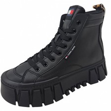 Tommy Hilfiger Vulc. Plattform Damen Schnürstiefel in Schwarz