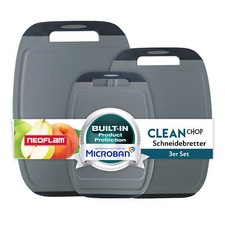 NEOFLAM BiJu Antibakterielles Schneidebrettset, 3tlg. - Grau/Schwarz