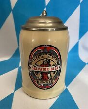 Steinkrug mit Zinndeckel Salvator Bier München  1/2L 