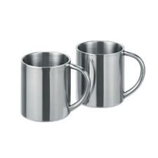 34307 Edelstahl Thermobecher Becher Tasse doppelwandig Camping Tassen 2er Set