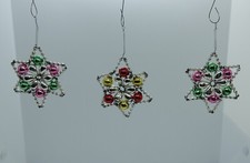 3 antike Glasperlensterne / Gablonz, Tschechien, ~ 1930 (# 15562)