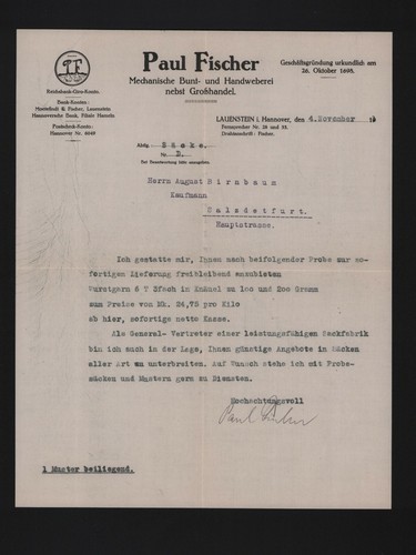 Lauenstein brief 1919 paul - brief,