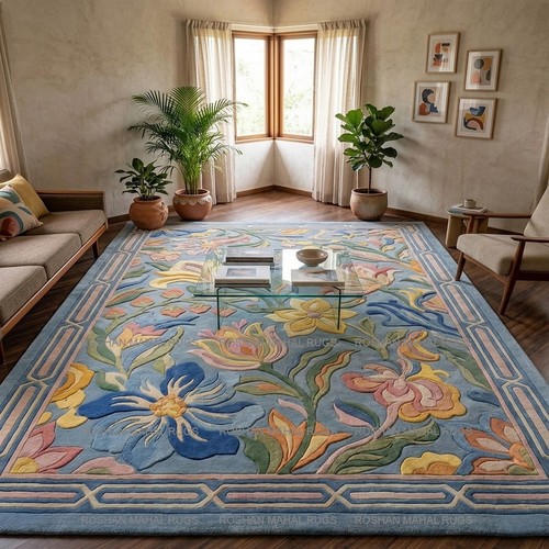 Floral handgetufteter teppich - floral,
