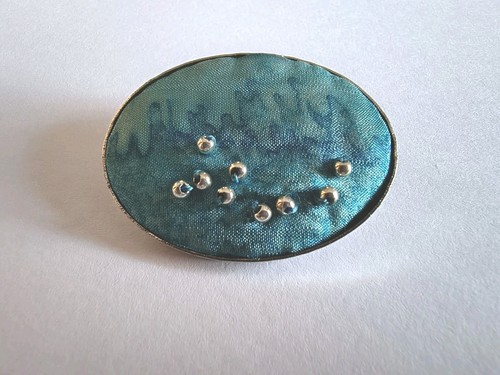 Vintage brosche seidenmalerei - vintage,
