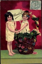 Ak Kinder, Gemaltes Porträt