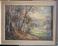 :: ÖLGEMÄLDE  SIGN. ROLF SCHMIDT HERBSTLICHE BERGLANDSCHAFT AM WALDESRAND