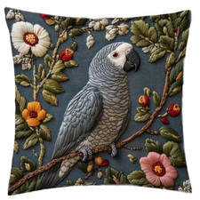 Kissen mit Füllung 45x45cm Papagei, Afrikanischer Graupapagei, Dekokissen Vogel