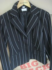 VINTAGE 90er Jacke Blazer Gangsta Look NADELSTREIFEN Schulterpolster Stretch 36