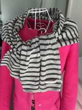 JOOP Schal schwarz grau Streifen Glitzer Lurex eine Seite 30x150cm wie NEU